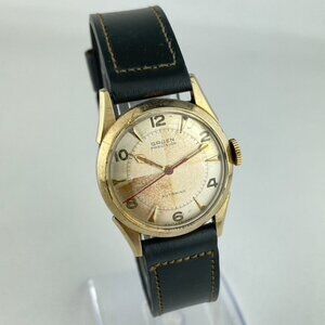 Vintage Gruen 17 Jewel Mens Automatic Wristwatch 480 SS 10k GF w Hour Glass Dial